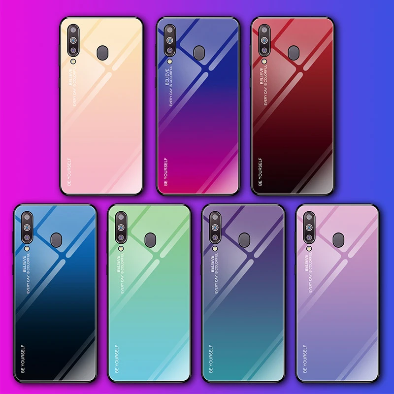 

Tempered Glass Case For Samsung Galaxy S8 S9 S10 Plus S10e A50 A30 70 A7 J6 A8 2018 Note 8 9 M30 M20 Aurora Colorful Cover