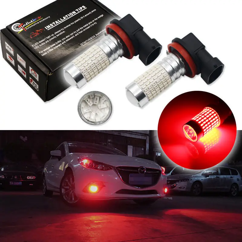 2 шт. высокое Мощность красный 144-SMD H16/H11 светодиодные лампы для противотуманных