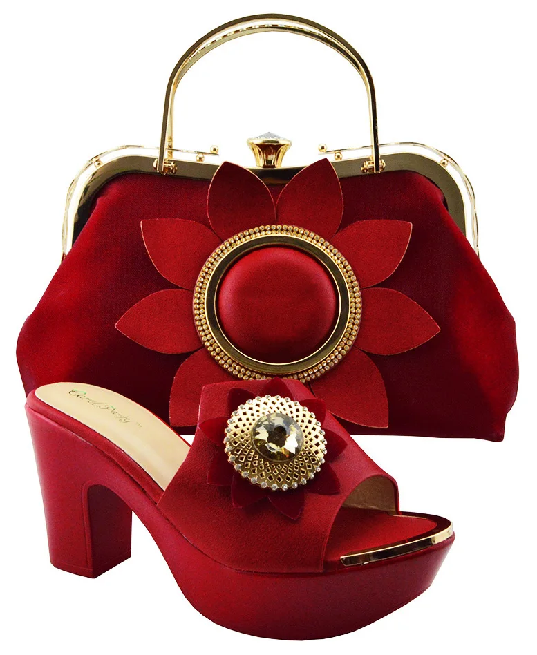 

New Fashion Italian Shoes With Matching Bags African High Heel Women Shoes and Bags Set For Prom Party QSL003
