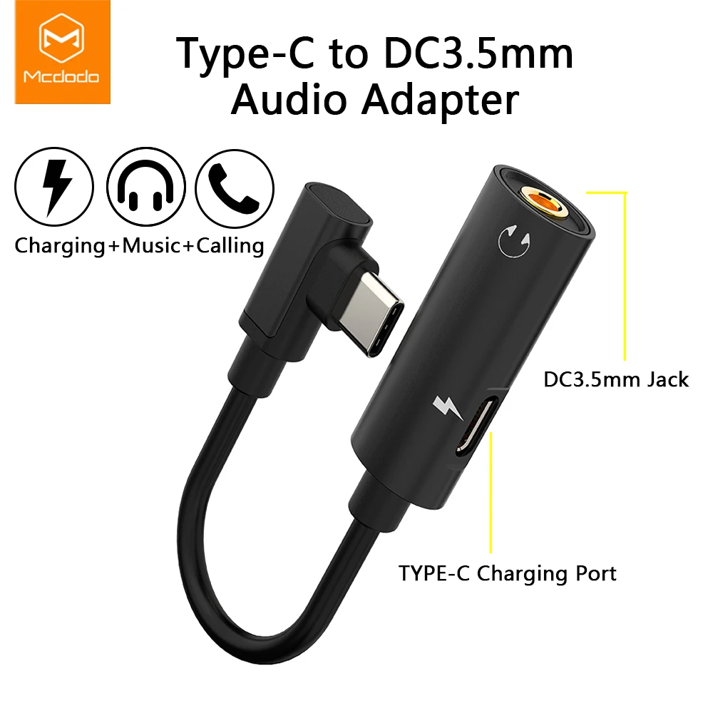 

MCDODO Type C Audio Cable Adapter Type-C to 3.5mm Jack 2 in 1 Audio USB C Earphone Adapter for Samsung S9 Xiaomi Huawei P20 LG