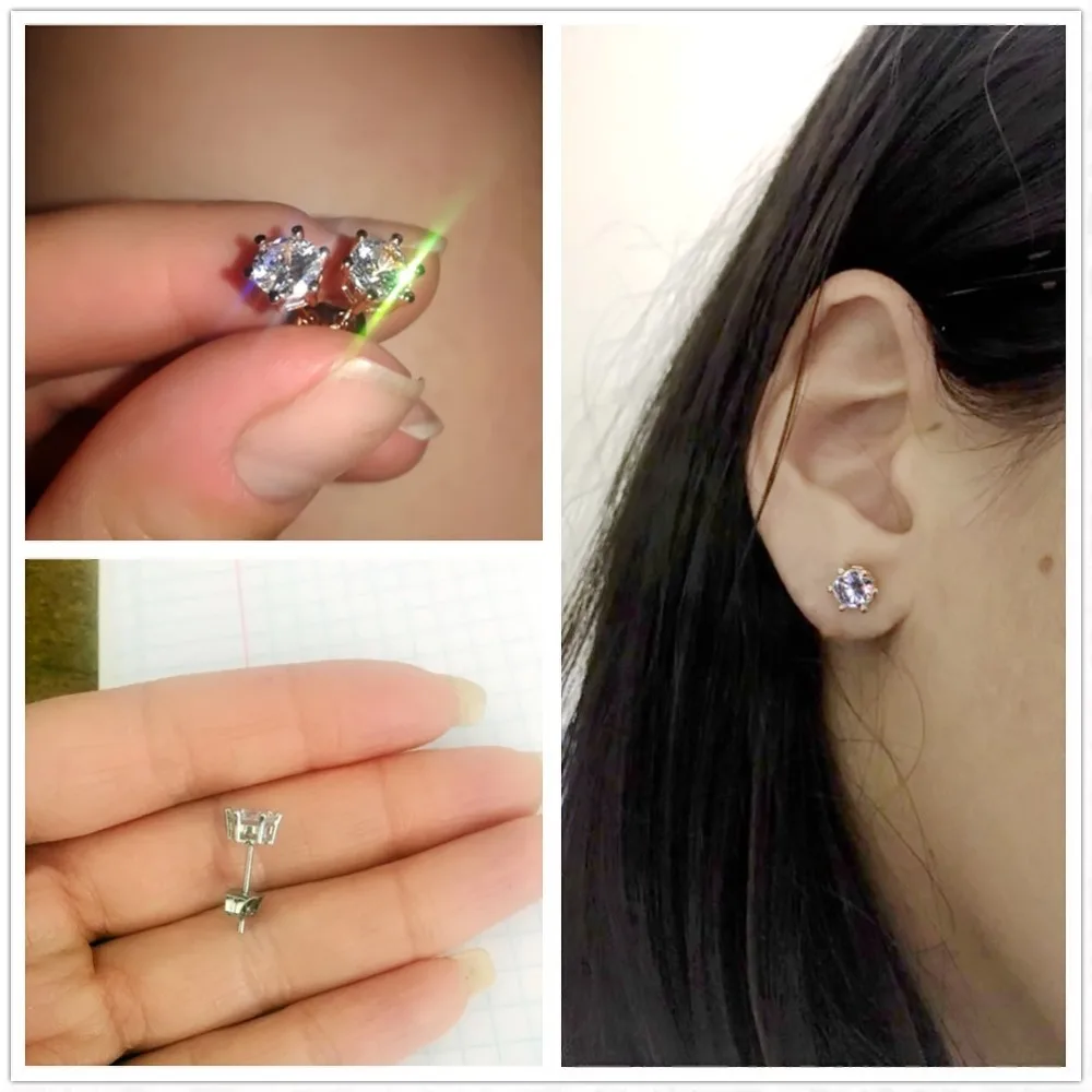 

Simple Crystal Stud Earrings Piercing Ear Studs For Women Exquisite Wedding Party Gift AAA+ Cubic Zircon Fashion Jewelry DWE035M