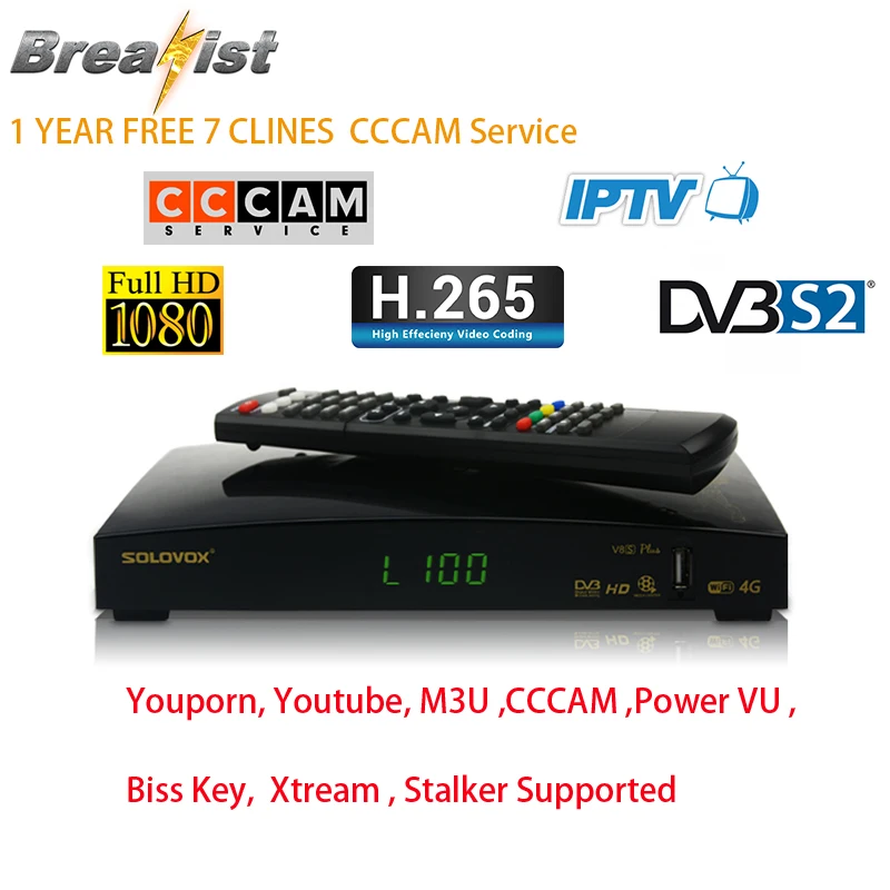 

Solovox V8S Plus DVB-S2 Digital Satellite Receiver S-V8 WEBTV Biss Key 2x USB Slot USB Wifi 3G Youporn CCCAM for UK Europe