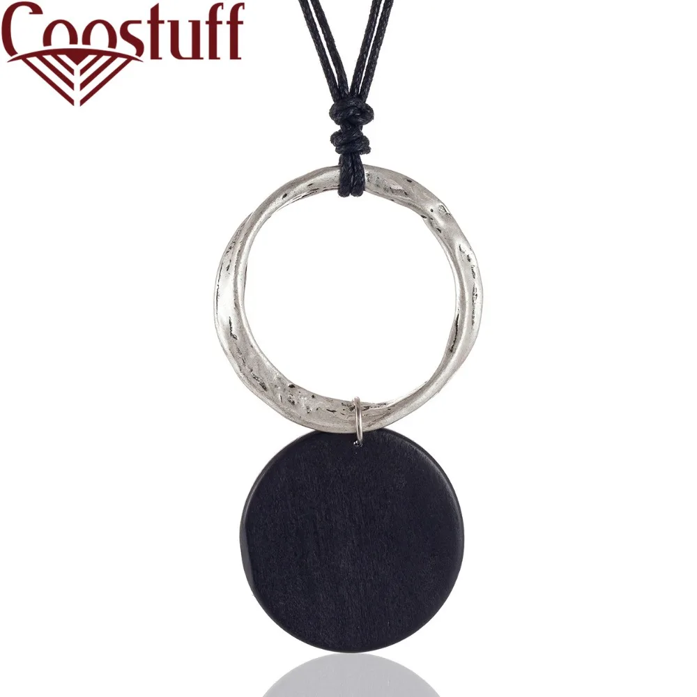 

Multi Colors Vintage Long Necklace Women with Wood Pendant necklaces & pendants Wholesale Jewelry collares mujer colar choker