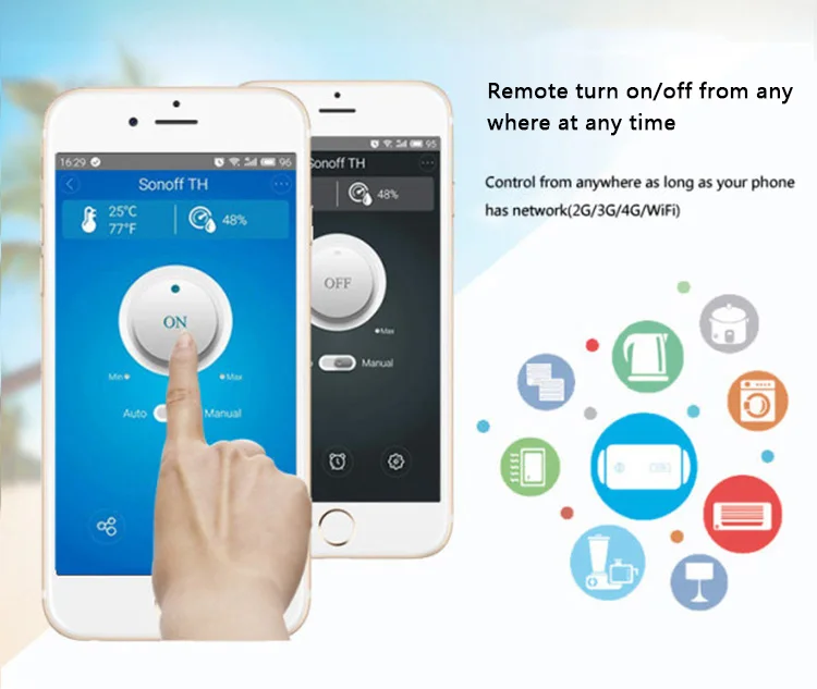Умный переключатель Sonoff TH10 с Wi Fi беспроводной модули для умного дома датчиком
