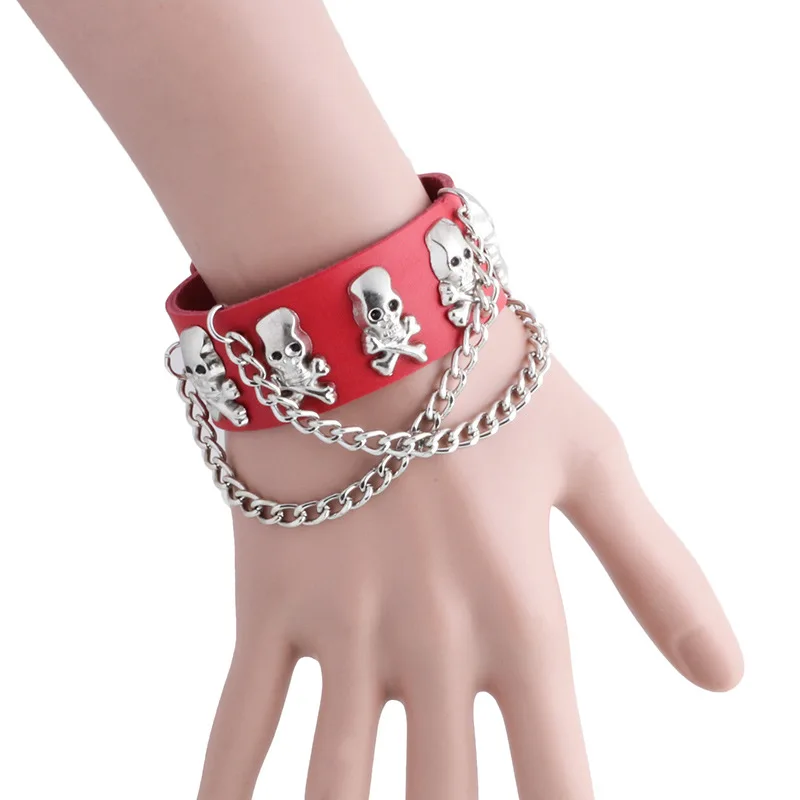 Alternative rock skeleton head rivet exaggerated pirates hand chain bracelet jewelry fashion punk wind