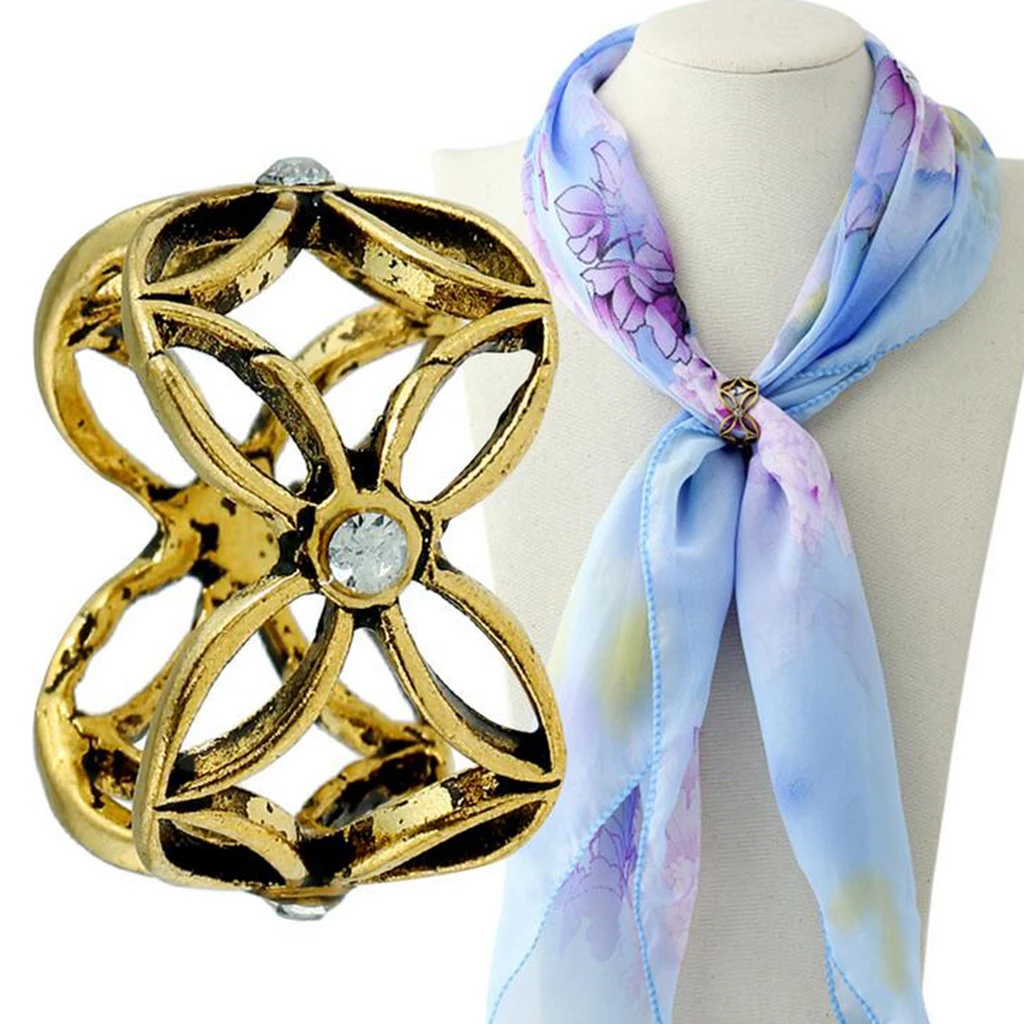 2Pcs Antique Scarf Buckle Ring Silk Scarf Ring Clip Shawl Clasp for Women Lady Scarves Decor Accessories