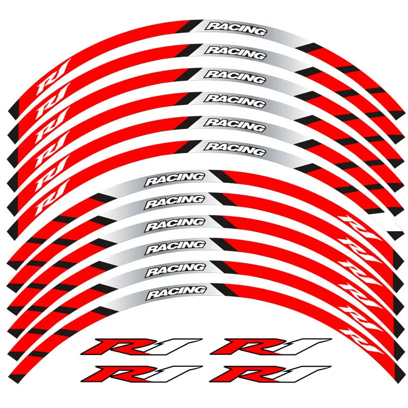 Новинка, высокое качество, 12 шт., подходят для колес мотоцикла, стикер, полоса, отражающая оправа для Yamaha YZFR1 YZF R1