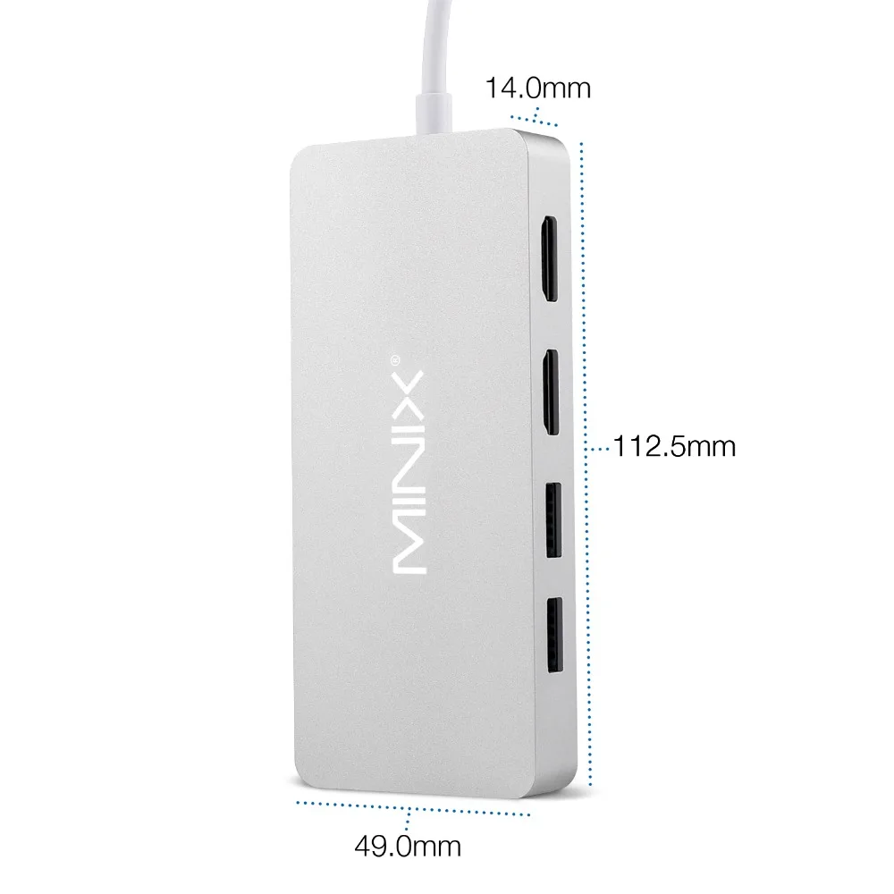 MINIX USB-C концентратор многопортовый адаптер с двойным HDMI выходом 4K адаптер 3 USB 3,0 Gigabit Ethernet USB-C Зарядка для Apple MacBook