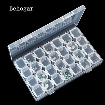 

Behogar 28 Grid 11*17CM Cases Boxes Make up Storage Container Makeup Organizer for Nail Necklace Rings Earring Jewelry Accessory