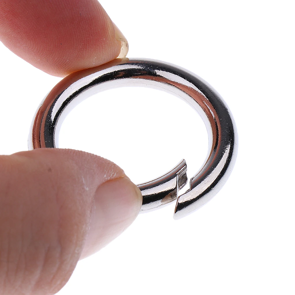 5 Pieces Metal Round Carabiner Sping Loaded Snap Clip Hooks Key Ring Backpack Bag Buckles 15mm-49mm