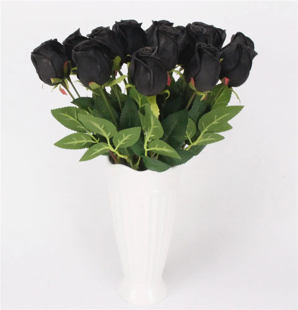 Полиуретан с эффектом реального прикосновения Искусственный Черный тюльпан розы великолепные латексные тычинки для цветов Свадебные поддельные цветы dcor домашние вечерние памятные 15 шт./лот