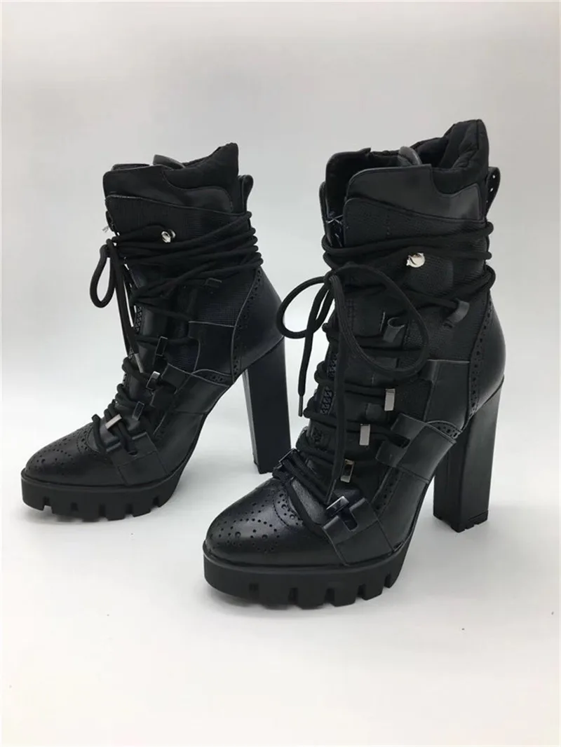Croix De attaché Plate Cuir 1 Moto 2 Noir Mode Black Courtes 2019 Bottes En Véritable Femme Femmes forme Chunky Talon Bottines black AHqvzxOZw