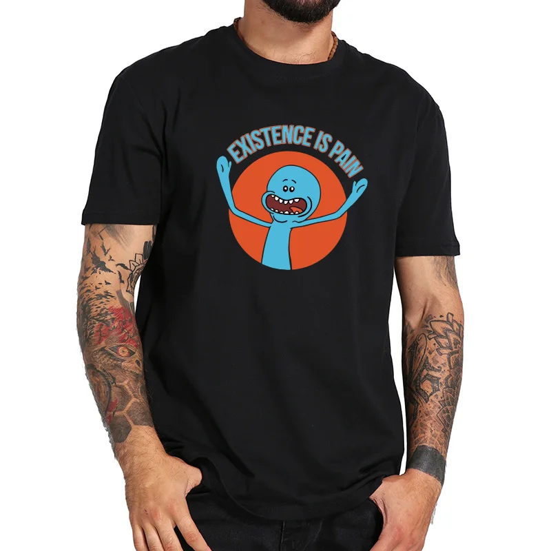 Mr. Meeseek/футболка унисекс с героями мультфильмов «Existence Is Pain», Camiseta Homme, милые хлопковые футболки, европейские размеры