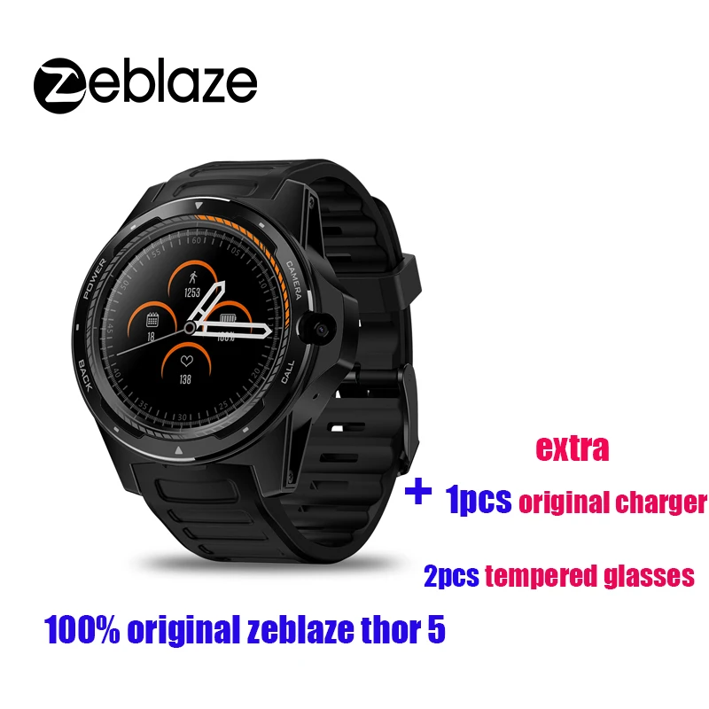 Смарт-часы Zeblaze THOR 5 4G LTE 16 ГБ Wi-Fi GPS камера пульсометр с дополнительным зарядным