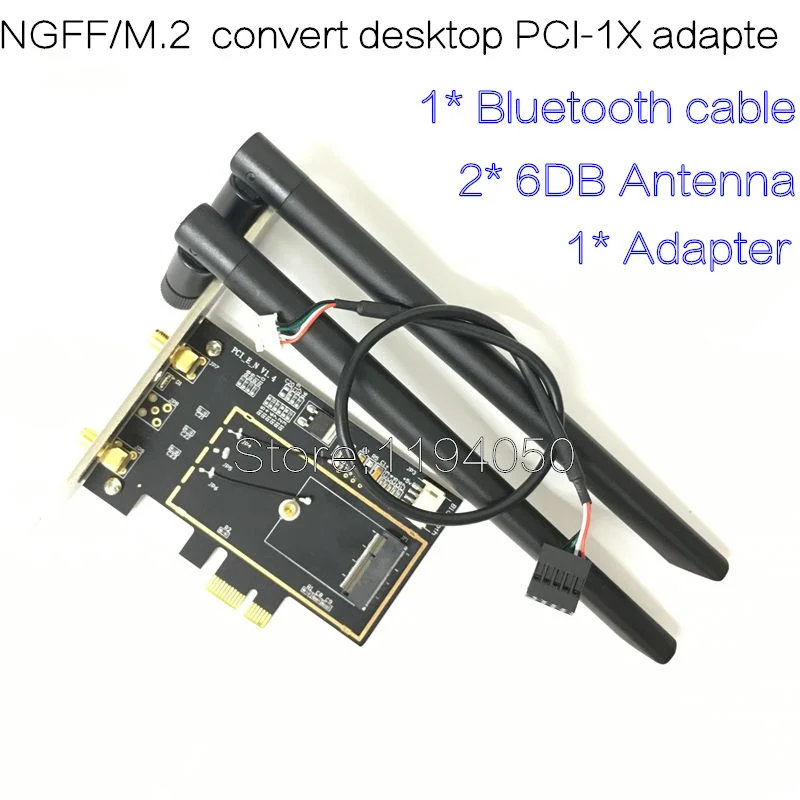 Pci-e PCI Express 1x адаптер настольный преобразователь с 2 * 6dbi ТВ антенны для Intel 9260NGW 8260 7260 PCIe NGFF M.2 Wi-Fi Bluetooth