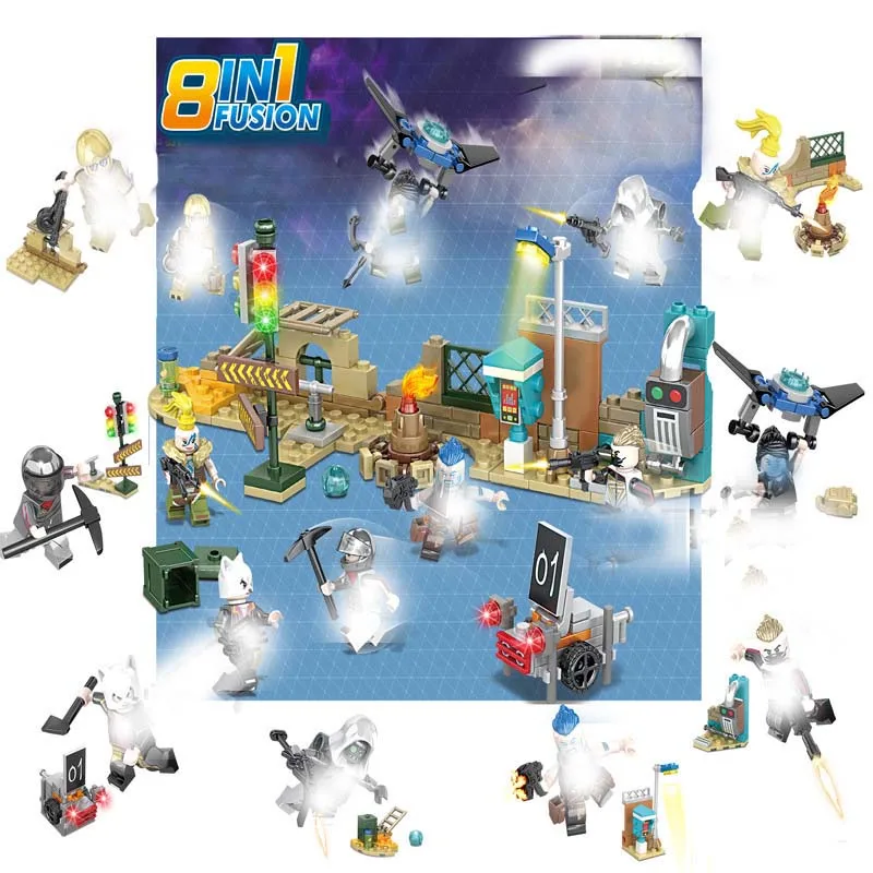 

8 In 1 Figures With Real Metal Weapon Game Fortnight Model Wars Series Building Blocks For Children Christmas Toys Gift