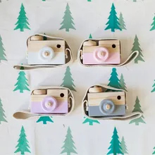 Детская Милая деревянная игрушечная камера с милым мультипликационным рисунком, креативная подвесная веревка для шеи, игрушка для фотосъемки, подарок на день рождения и Рождество