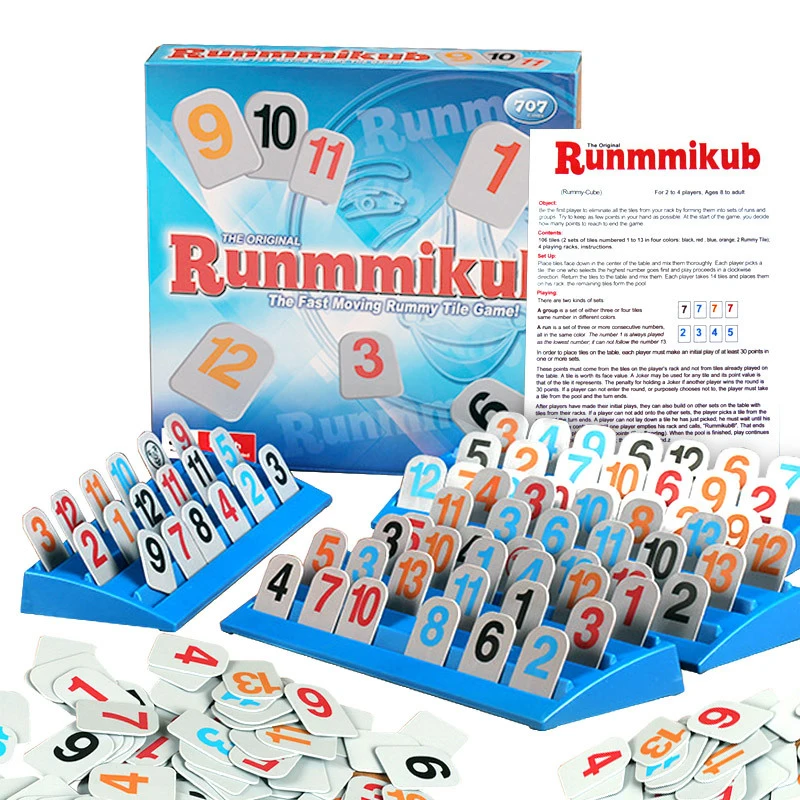 

New Styles Rummy Card Toy Digit Game Rummikub Logical Party Game Israeli Mahjong Dobble Intelligence Toy for Kids Adult
