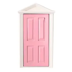 1:12 Масштаб деревянная Фея Steepletop дверь кукольный домик Миниатюрный аксессуар розовый