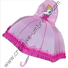 Детский зонт, для девочек с изображением животных, зонт с героями мультфильмов-мое розовое платье принцессы, авто open.8mm металлический вал и рифленые ребра, безопасные зонтики