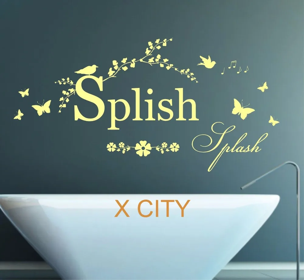 Splish Splash Quote WORDS BATHROOM WALL ART STICKER REMOVABLE VINYL