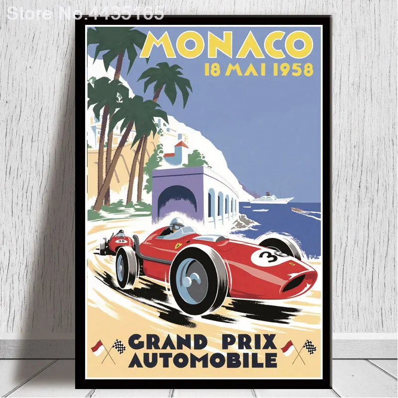 61x91 J2362- 1958 Monaco Grand Prix Classic Motor Racing Pop 