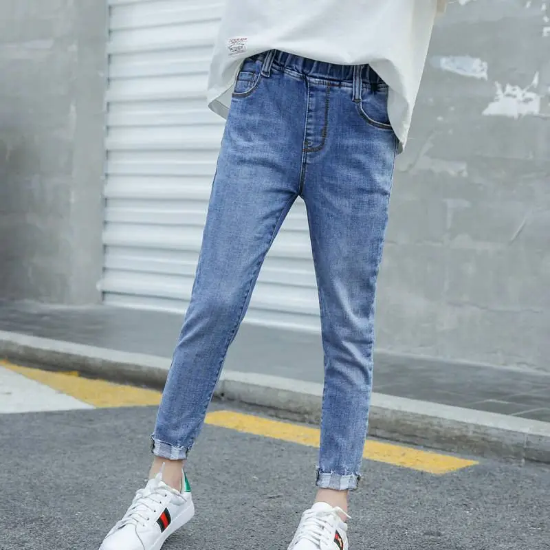 

New Spring Autumn Teenage Girls Cotton Solid Denim Trousers Baby Girl Clothes Pencil Pants Kids Girls Skinny Jeans Leggings Y45