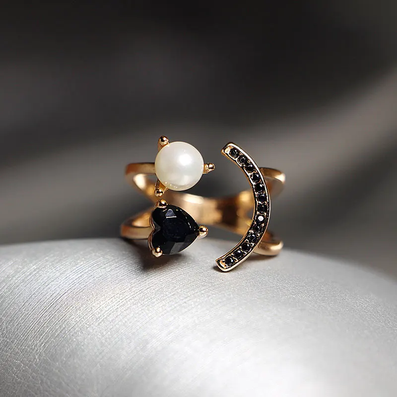 

Elegant Quality 925 Rings Adjustable Personalized Smiley Shape Pearl Zircon Ring 925 Sterling Silver Ring for Women 925 Jewelry
