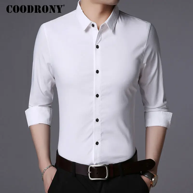 COODRONY, мужская рубашка, мужские деловые повседневные рубашки, знаменитая одежда известного бренда, осенняя Классическая рубашка с длинным рукавом, мужская рубашка 8721