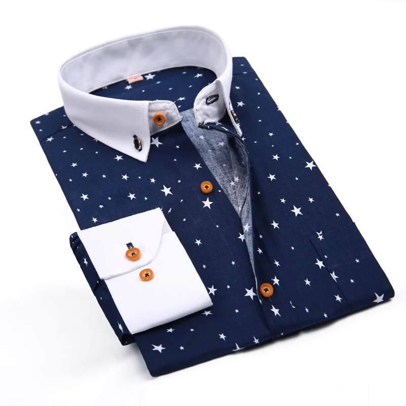Новое поступление года Мужская мода одежда бренд высокое качество Для мужчин; повседневные рубашки с длинными рукавами с цветочным принтом Рубашки для мальчиков для Для мужчин - Цвет: 6302