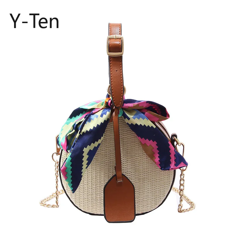 

Bag women 2018 new summer straw small round bag fashion handbag Ribbon woven shoulder Messenger bag wholesale