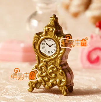 

MINI dollhouse miniature Mini furniture model matte gold ornaments retro feel good small clock
