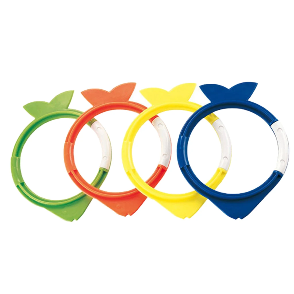 4 PCS Swimming Diving Toys Pool Fun Rings for Kids Pool Diving Game Toys Set in Total  Diving Ring Fish Shaped Water Sport Swim