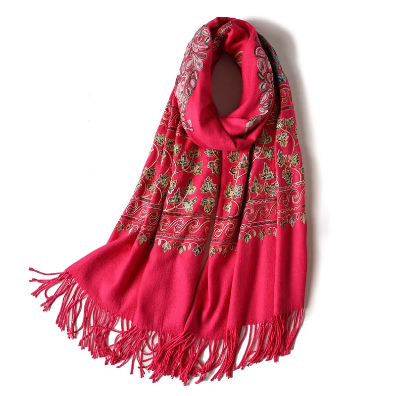 RUNMEIFA Модные женские вышитые шали из искусственного кашемира зимние теплые fulards Femme мягкая элегантная шаль женские шарфы - Цвет: 8