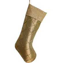 Золото полиэстер искусственный шелк блесток Блеск Манжеты алмазов Pintuck Средства ухода за кожей Рождественские носки p1968