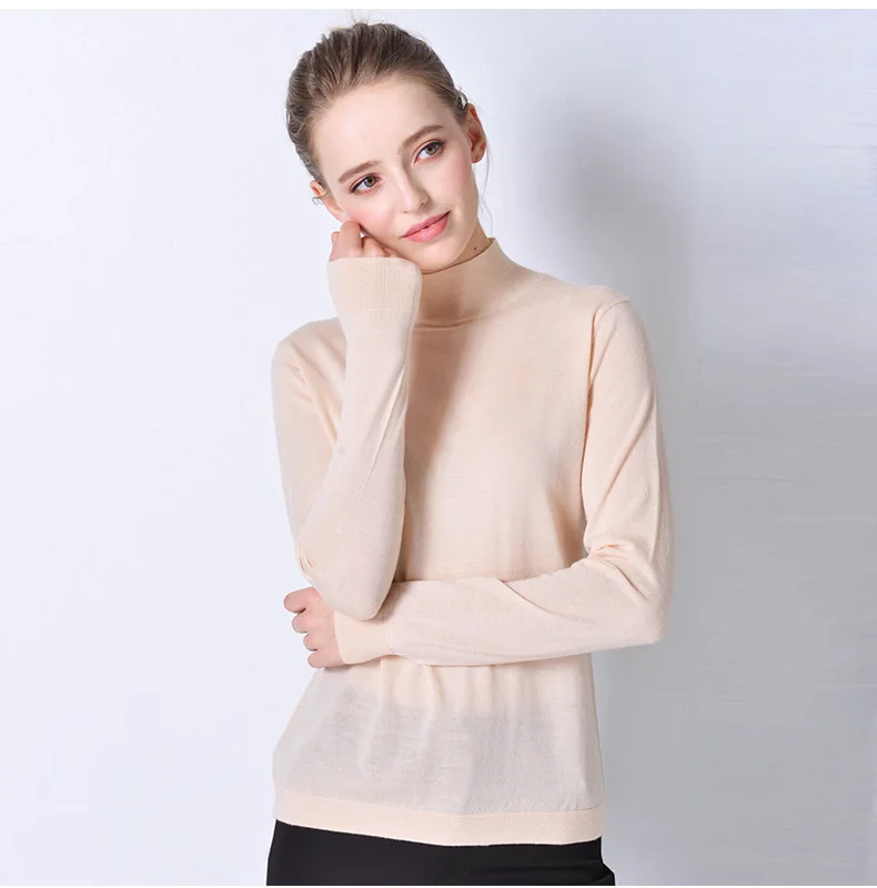 white wool turtleneck sweater women Korean style pull fem me Autumn winter knitwear pull over plus size slim fit casual