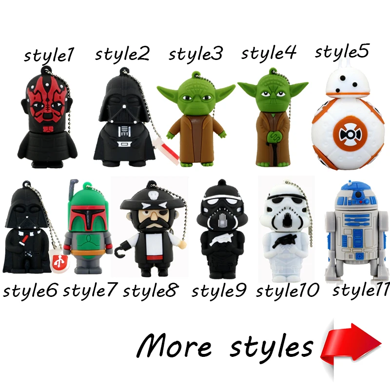 

Pen Drive 32GB, Cartoon USB Pen Drive Star wars Darth Vader 32GB Usb Flash Drive Flash Memory Stick BB8 Robot Pendrive U disk