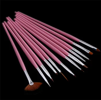 

12Pcs Pink Nail Art Polish Painting Drawing Pen Brush for UV Gel Acrylic Nail Tips Decoration Tools / by dhl 100sets