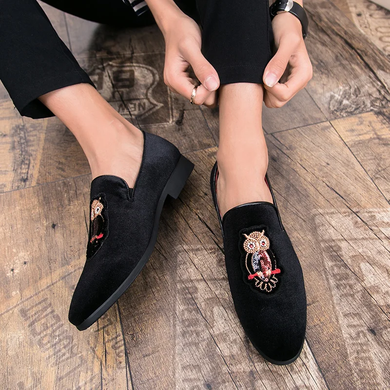 men spring summer suede leather loafers cool designer ballroom wedding male footwear animal evening fashion oxford shoes for men (29)