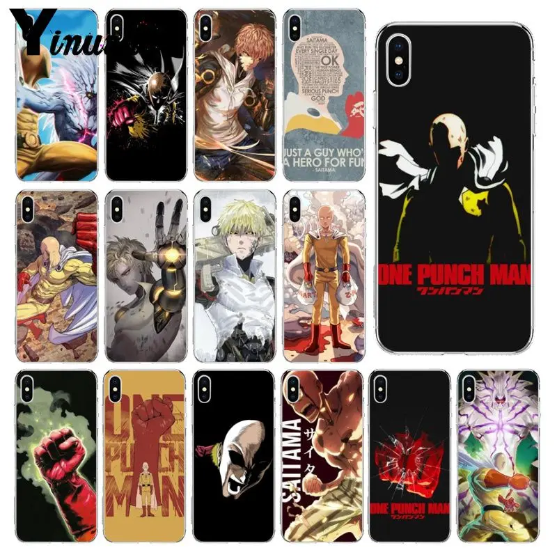 

Yinuoda one Punch man Colorful Cute Phone Accessories Case for iPhone 8 7 6 6S Plus 5 5S SE XR X XS MAX Coque Shell