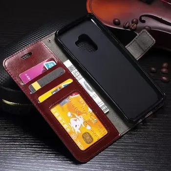 

100pcs/lot free shipping Crazy Horse Wallet Leather Case For Samsung J2 PRO 2018 Photo Frame Card Slots