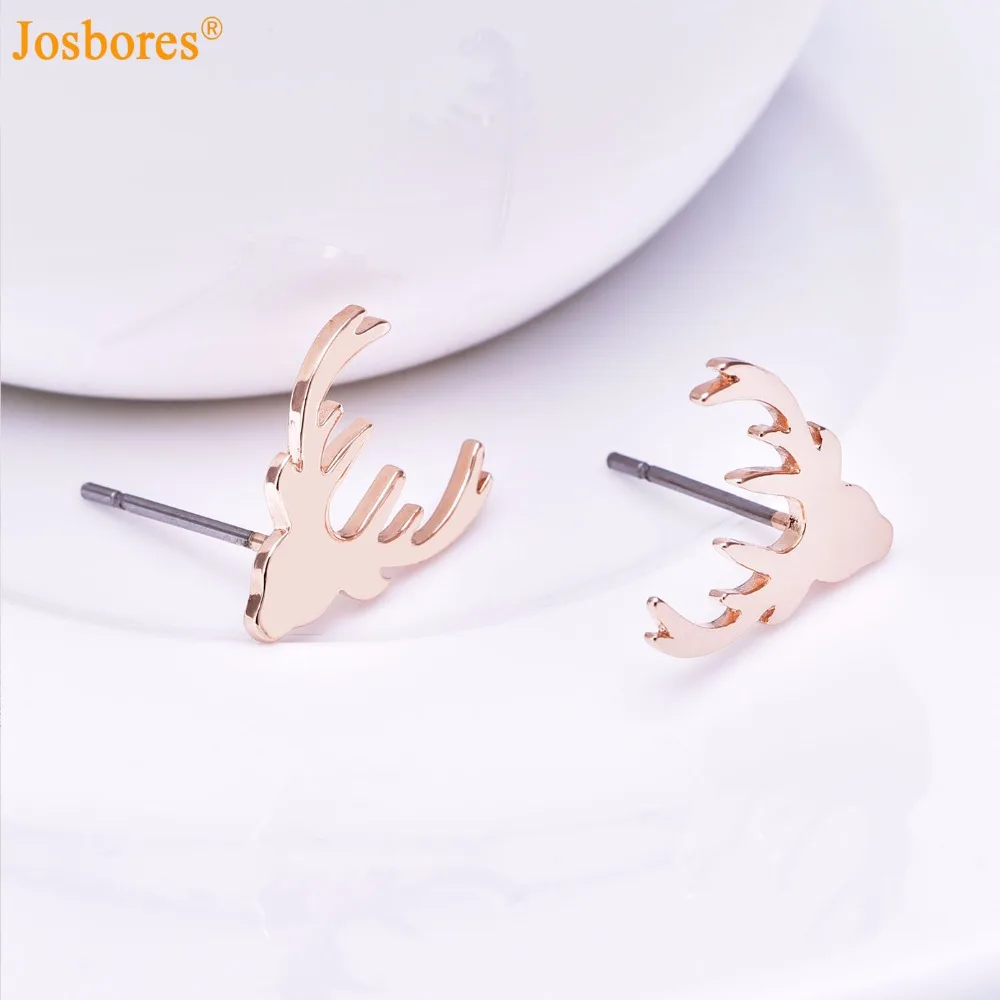 Josbores Новый олень Серьги гвоздики для Для женщин розового золота Цвет Рога лося