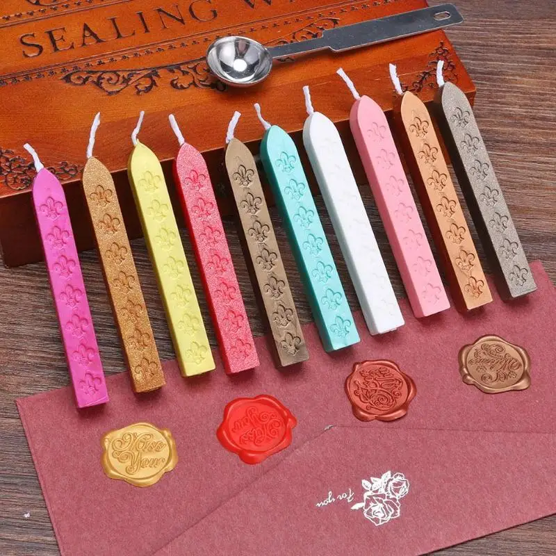 

10 Colors DIY Sealing Strips Seal Wax Stick Paint Seal Stamps for Envelope Letter Wedding Invitations Vintage Sealing Wax Sticks