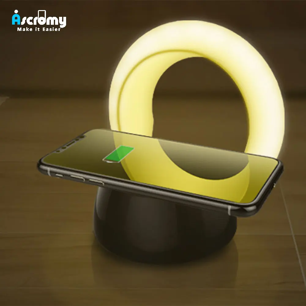 

Ascromy LED Night Light Wireless Charger Stand For iPhone 8 Plus X XR XS Max Samsung Galaxy S9 Note 9 QI Induction Fast Charging