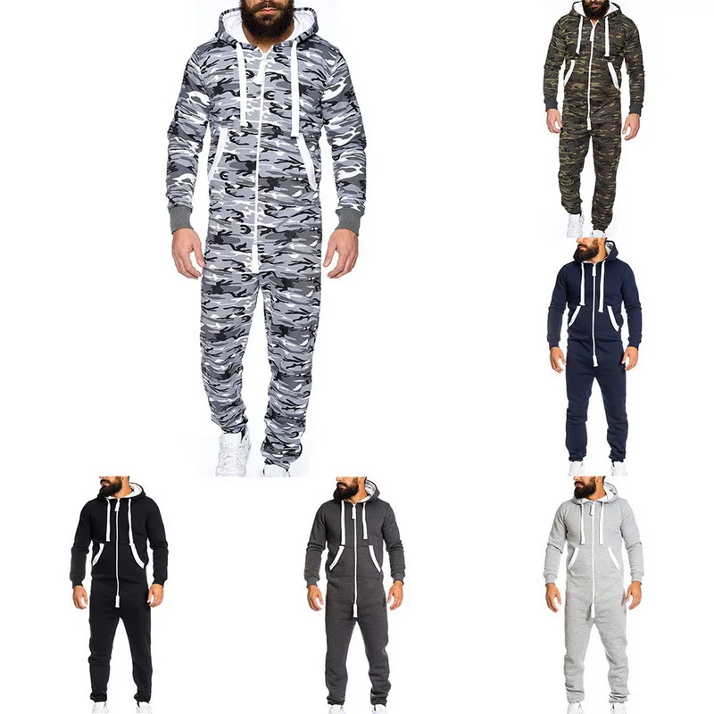 

Drop shipping OEAK Men's Casual Suit Hooded Padded Fashion Thickening Sports Jumpsuit Hooded thick fashion sports jumpsuit