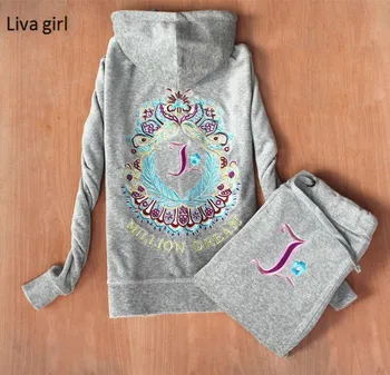 

2020 Spring Autumn Women's Velvet Tracksuits Long Sleeve Letter Pattern Embroidery Hoodies women two piece outfits pants