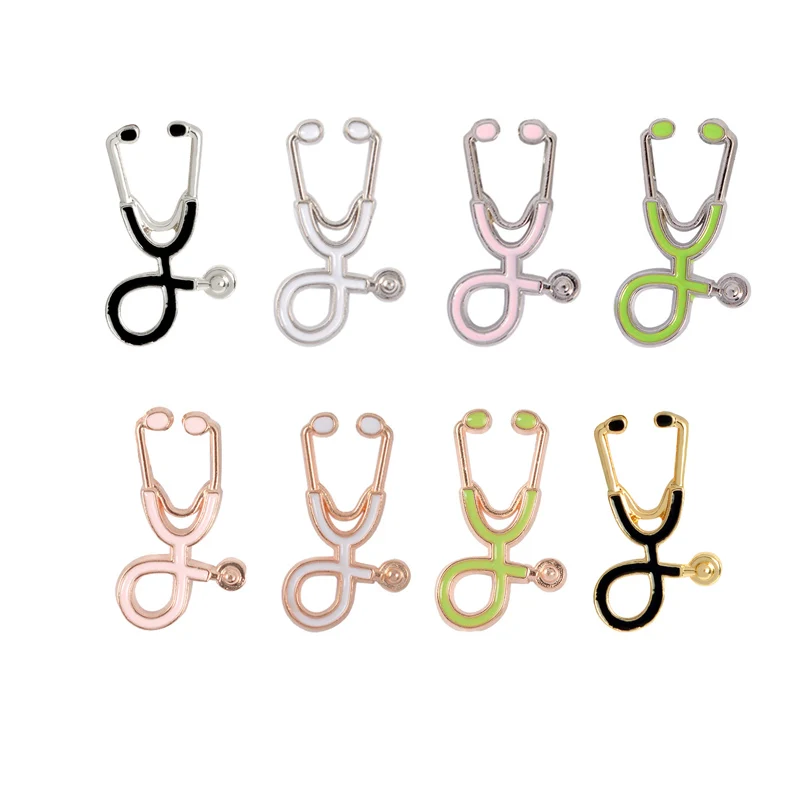 

8 Style Brooch Doctor Nurse Stethoscope Brooches Medical Jewelry Enamel Pin Denim Jackets Collar Badge Pins Button High Quality