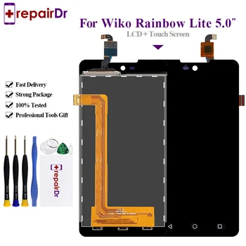 

Black High Quality For Wiko Rainbow Lite 4G LCD Display + Touch Screen Digitizer Assembly Free Ship For Wiko Rainbow Lite Lcd