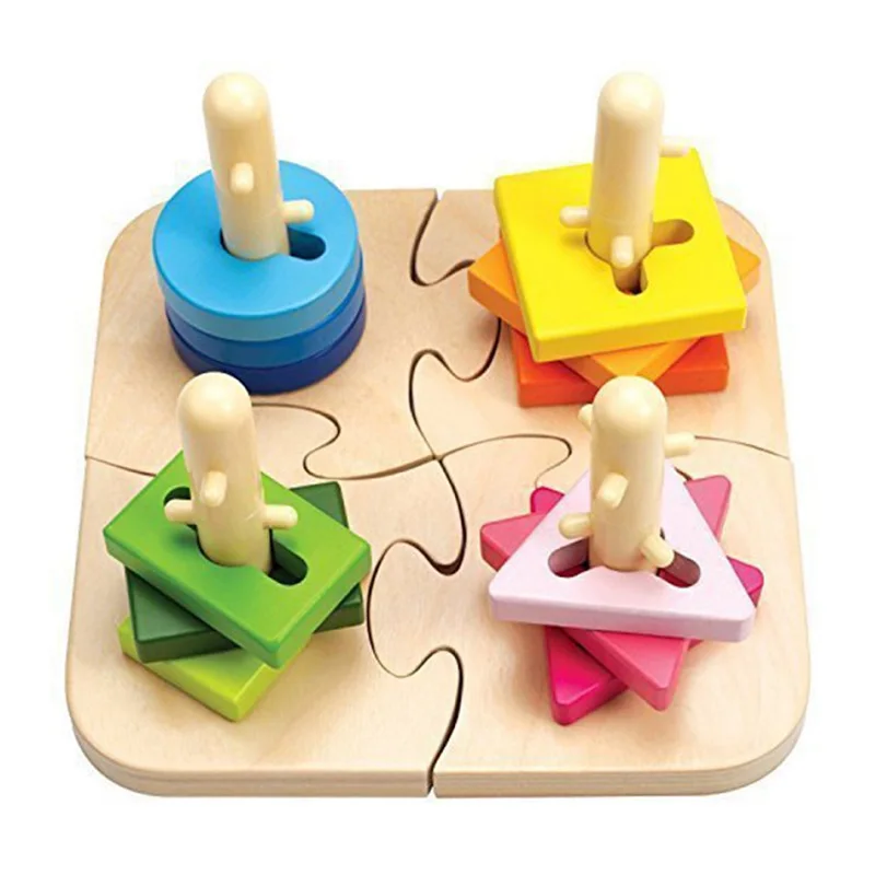 

Kid's Soft Montessori Wooden Geometric Assembling Blocks Toy Set