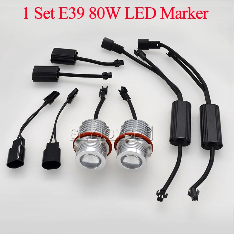 SKYJOYCE 2018 New E39 80W LED Angel Eyes 6500K White DRL Hole Ring Car Styling E39 E60 E63 E53 E65 E83 E87 160W LED Marker Kit (111)